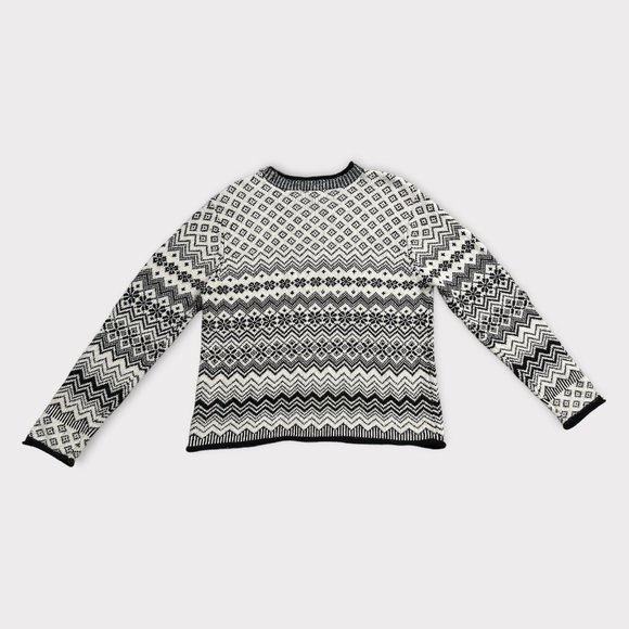 Evan Picone Fair Isle Black & White Wool Blend Sweater - Picture 4 of 6